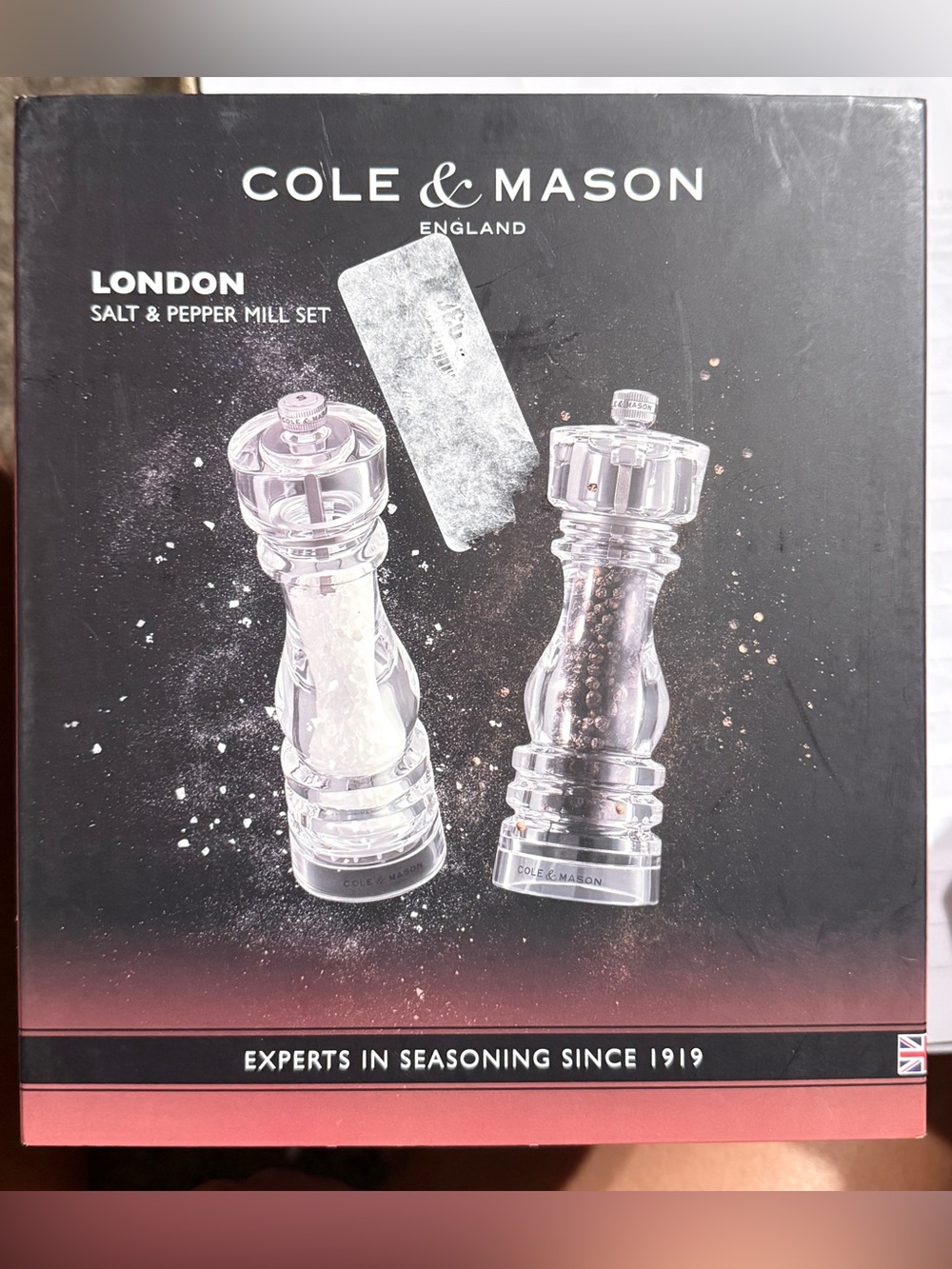 Cole & Mason London Clear Acrylic Salt & Pepper Mill Set 7”